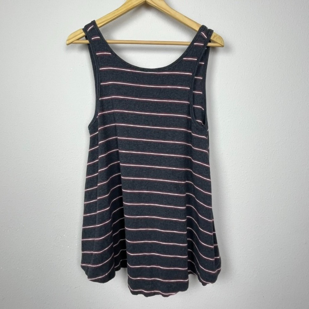 We The Free Tank Tunic XS Gray Striped Trapeze Festival Casual Boho